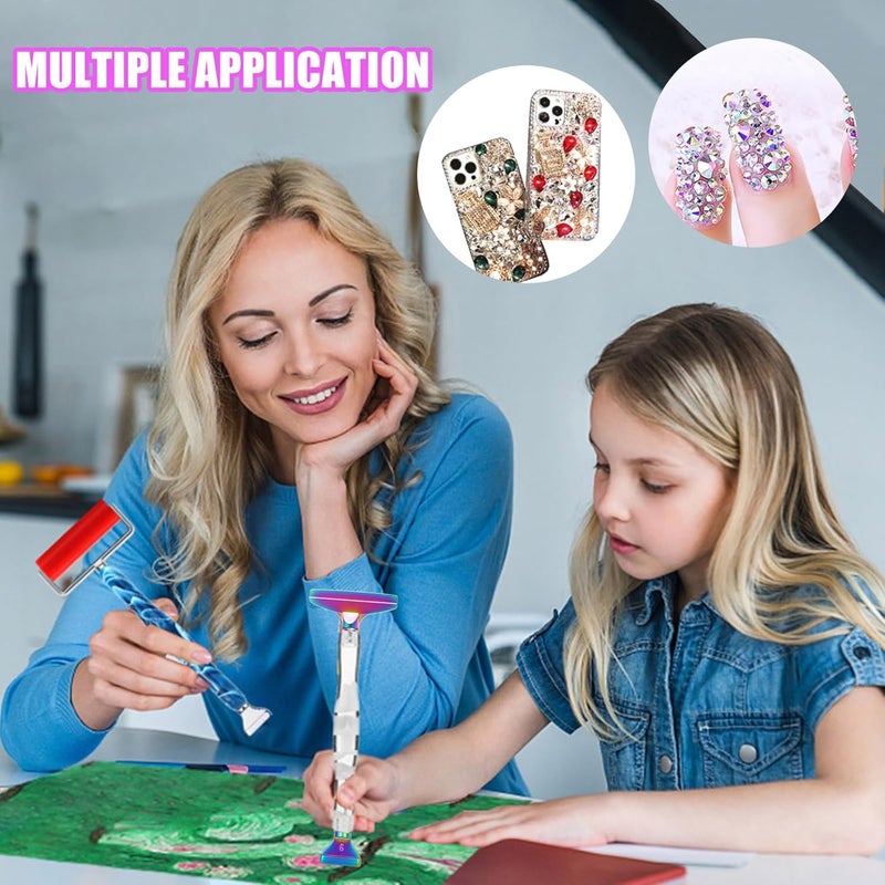 Heyseri 14PCS Diamond Painting Pen Accessories Tools Set, Exquisite Stainless Steel Metal Pen Tips,Ergonomic Diamond Art Pen and 6 Painting Glue Clay,Comfort Grip and Faster Drilling (White Rainbow) - Image 5